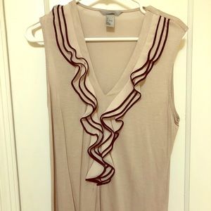 Tan and black ruffled front top from H&M
